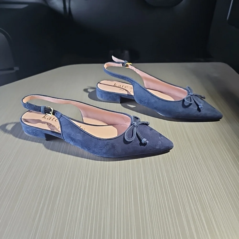 Kate Spade Veronica Suede Navy Flats In Size 6B Excellent Pre-Owned Condition‎
